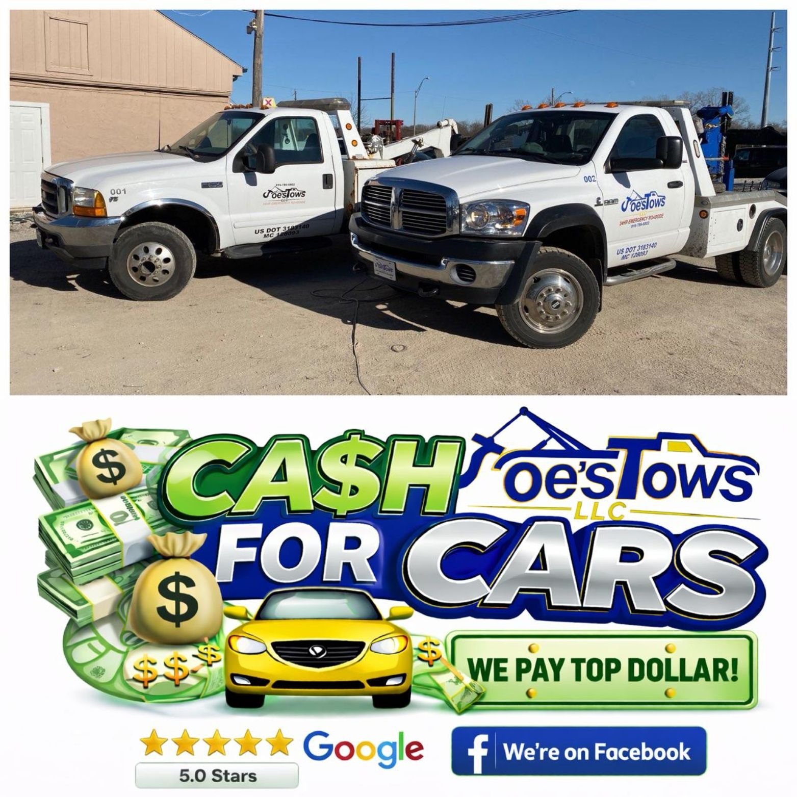 Joe's Tows cash for cars tow truck in Kansas City, Missouri